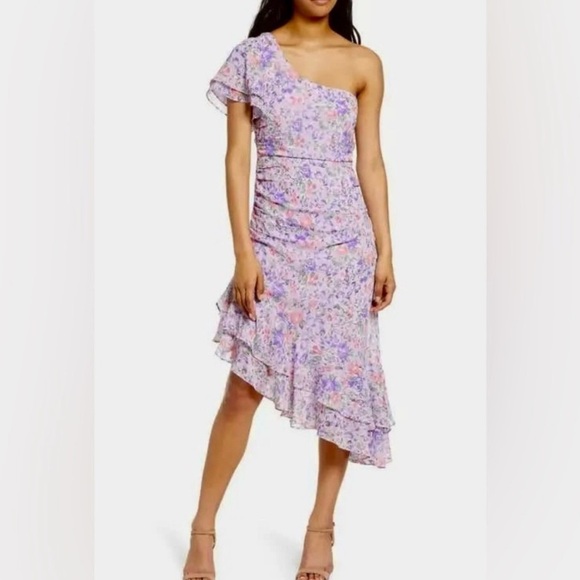Anthropologie Dresses & Skirts - Anthropologie Floret Studios Floral One Shoulder Coquette Midi Dress ASTR Medium